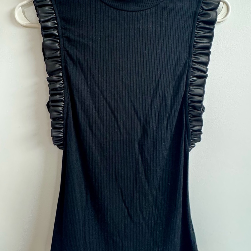 Anthropologie Black Ruched Muscle Tee